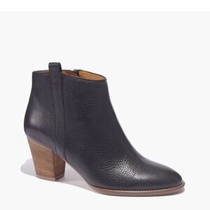 Madewell Billie Black Leather Side Zip Ankle Booties Size 6